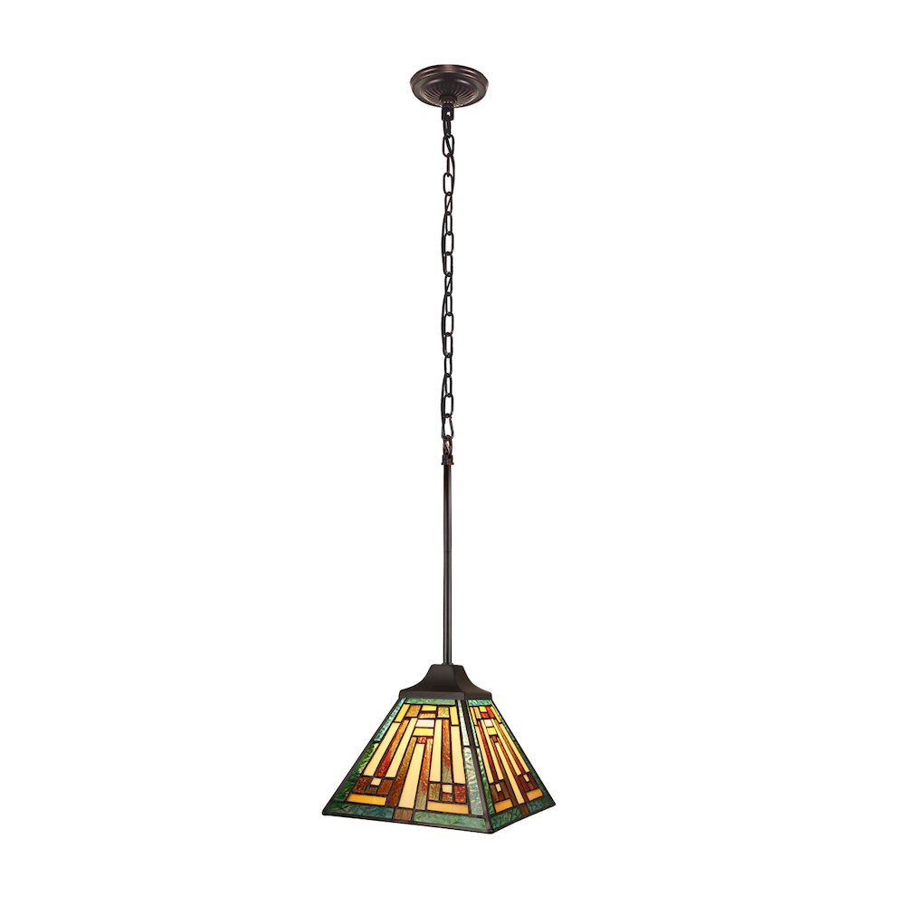Firman Tiffany-Style 1-Light Mission Ceiling Pendant 8" Shade
