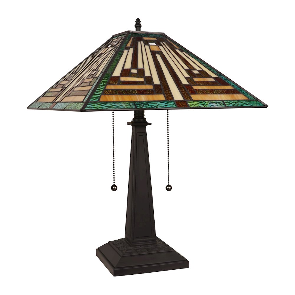 Firman Tiffany-Style 2-Light Mission Table Lamp 16" Shade