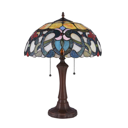 CHLOE Lighting AUGUST Tiffany-style Dark Bronze 2 Light Victorian Table Lamp 16" Shade