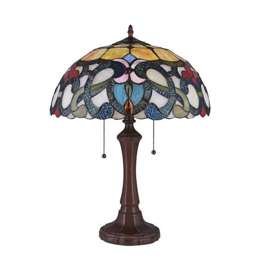 CHLOE Lighting AUGUST Tiffany-style Dark Bronze 2 Light Victorian Table Lamp 16" Shade