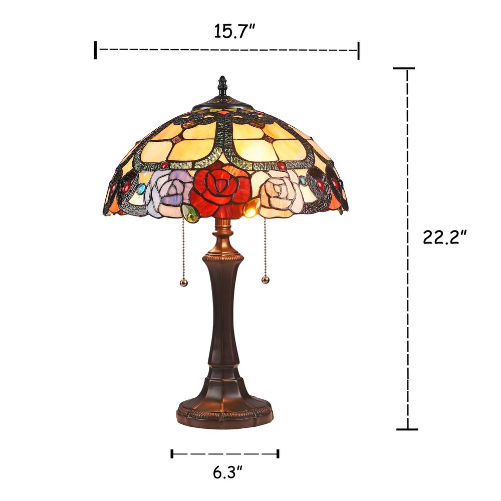 SIMONE Floral 2 Light Dark Bronze Table Lamp 16" Wide