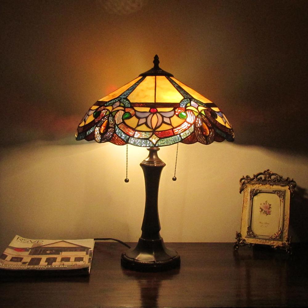 CAROLINE Victorian 2 Light Dark Bronze Table Lamp 16" Wide