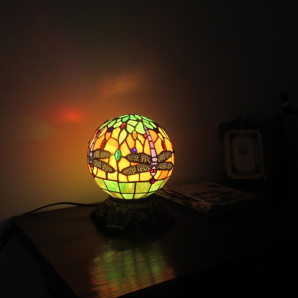 DEMOISELLE Tiffany-style 1 Light Dragonfly Accent Lamp 8" Shade