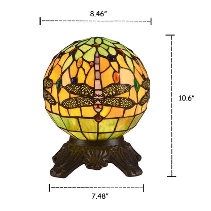 DEMOISELLE Tiffany-style 1 Light Dragonfly Accent Lamp 8" Shade