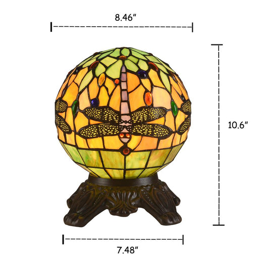 DEMOISELLE Tiffany-style 1 Light Dragonfly Accent Lamp 8" Shade
