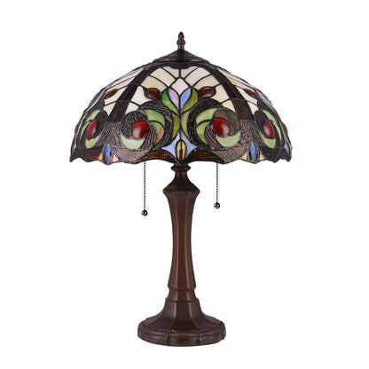 CHLOE Lighting LENNON Tiffany-style Dark Bronze 2 Light Victorian Table Lamp 16" Shade