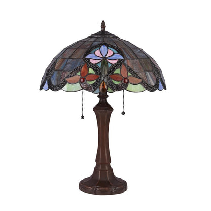 CHLOE Lighting MONROE Victorian Tiffany-style Dark Bronze 2 Light Table Lamp 16" Wide