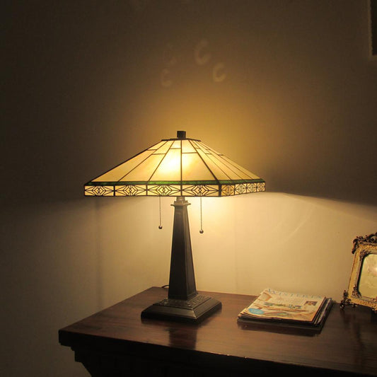 THEROS Tiffany-style 2 Light Mission Table Lamp 16" Shade