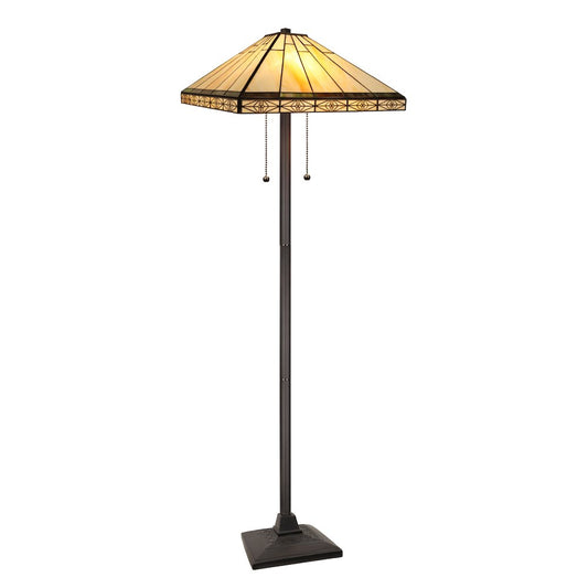 Tiffany-Style 2-Light Mission Floor Lamp 18" Shade