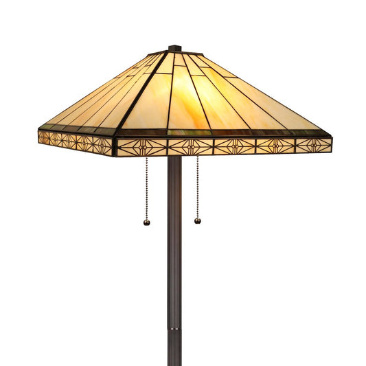 Tiffany-Style 2-Light Mission Floor Lamp 18" Shade