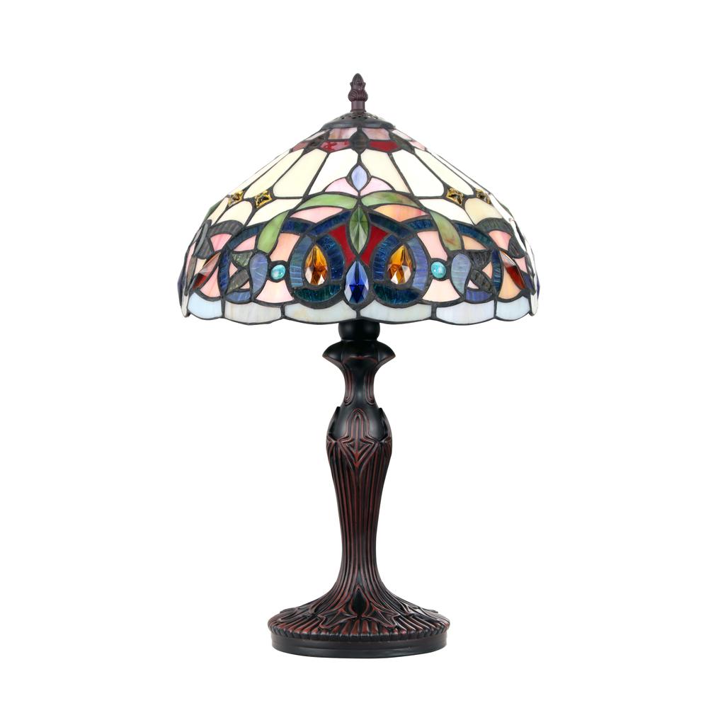 CHLOE Lighting SERENITY Tiffany-style Victorian Dark Bronze 1 Light Table Lamp 12" Shade