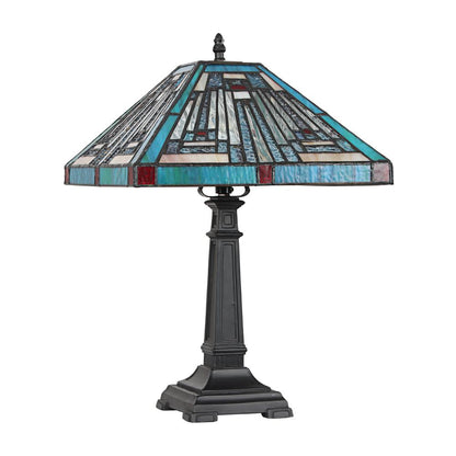 CHLOE Lighting INNES Mission Tiffany-style Blackish Bronze 1 Light Table Lamp 12" Wide