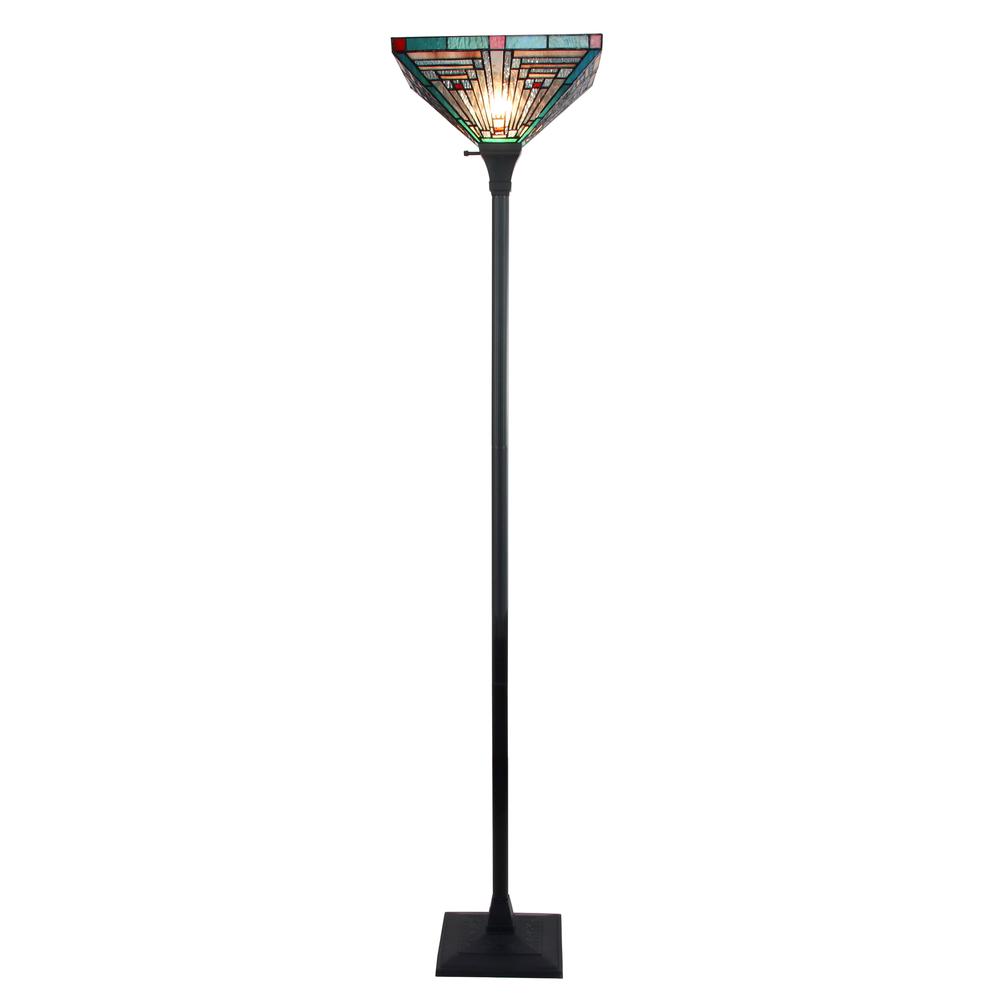 INNES Mission Tiffany-style Blackish Bronze 1 Light Torchiere Lamp 14" Wide