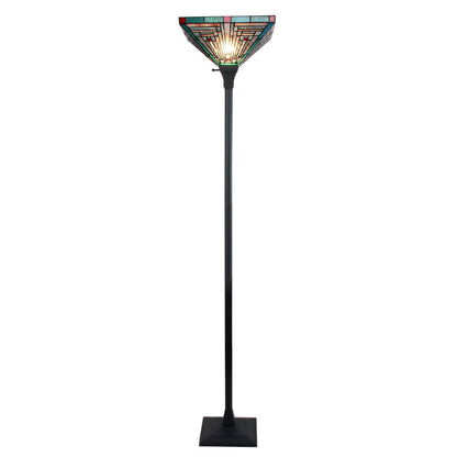 INNES Mission Tiffany-style Blackish Bronze 1 Light Torchiere Lamp 14" Wide