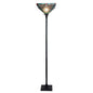INNES Mission Tiffany-style Blackish Bronze 1 Light Torchiere Lamp 14" Wide