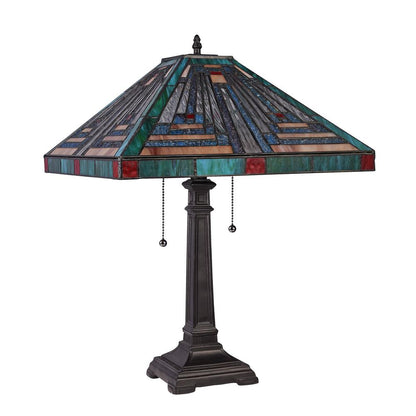 CHLOE Lighting INNES Tiffany-style Blackish Bronze 2 Light Table Lamp 16" Shade