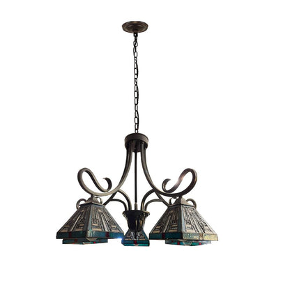 CHLOE Lighting INNES Mission Tiffany-Style Blackish Bronze 5 Light Large Chandelier 26" Wide