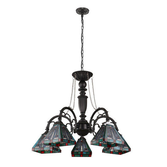 Innes Tiffany-Style 5-Light Mission Large Chandelier 27" Wide