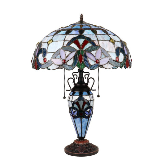 CHLOE Lighting GRENVILLE Victorian-Style Dark Bronze 3 Light Double Lit Table Lamp 18" Wide