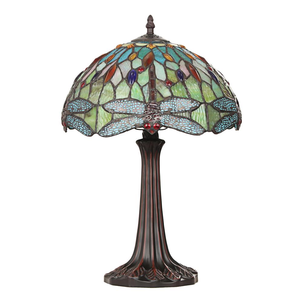 CHLOE Lighting EMPRESS Tiffany - style Dark Bronze 1 Light Table Lamp 12" Shade