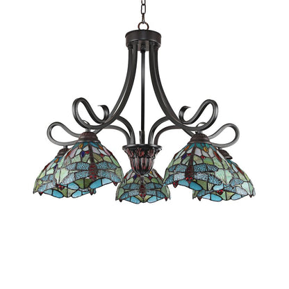 CHLOE Lighting EMPRESS Dragonfly Tiffany-style Dark Bronze 5 Light Large Chandelier 27 " Wide