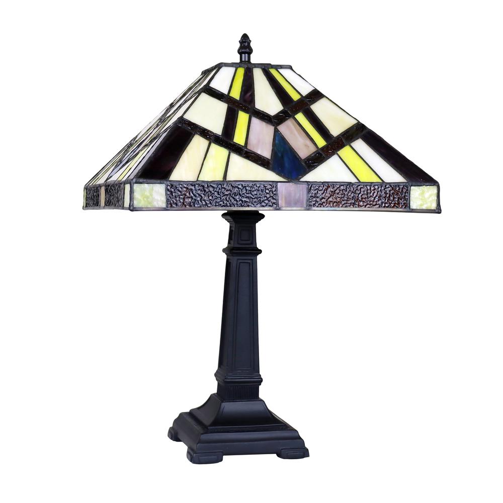 CHLOE Lighting VINCENT Mission Tiffany-Style Blackish Bronze 1 Light Table Lamp 12" Wide