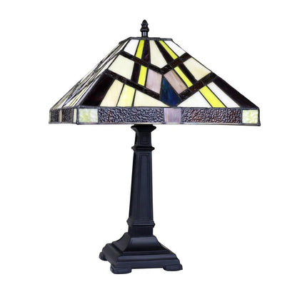CHLOE Lighting VINCENT Mission Tiffany-Style Blackish Bronze 1 Light Table Lamp 12" Wide