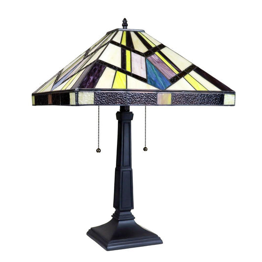 CHLOE Lighting VINCENT Tiffany-Style Blackish Bronze 2-Light Mission Table Lamp 16" Shade