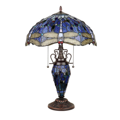 CHLOE Lighting SUNNIVA Dragonfly-Style Dark Bronze 3 Light Double Lit Table Lamp 16" Wide