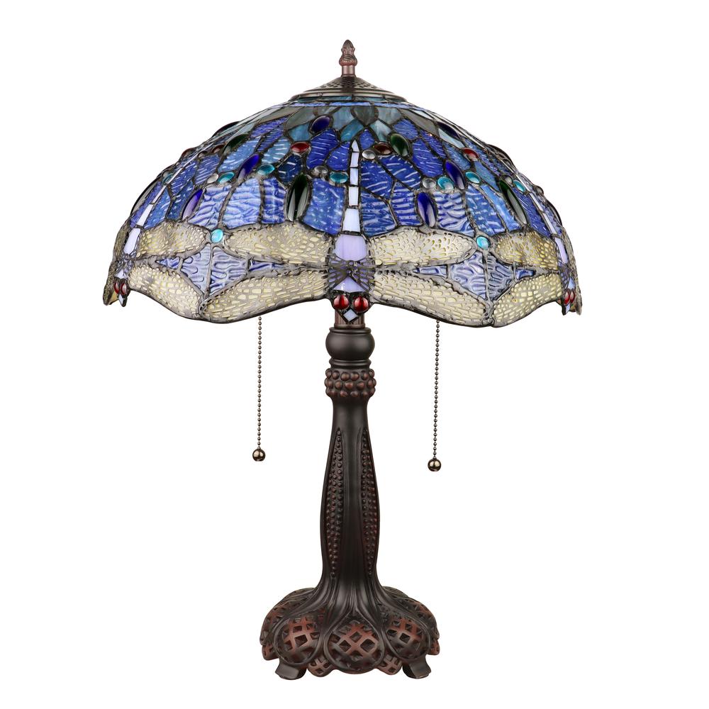 CHLOE Lighting SUNNIVA Dragonfly-Style Dark Bronze 2 Light Table Lamp 16" Wide