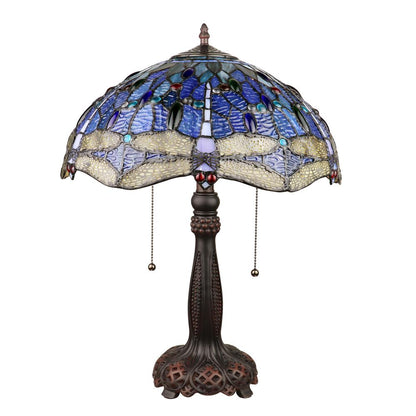 CHLOE Lighting SUNNIVA Dragonfly-Style Dark Bronze 2 Light Table Lamp 16" Wide