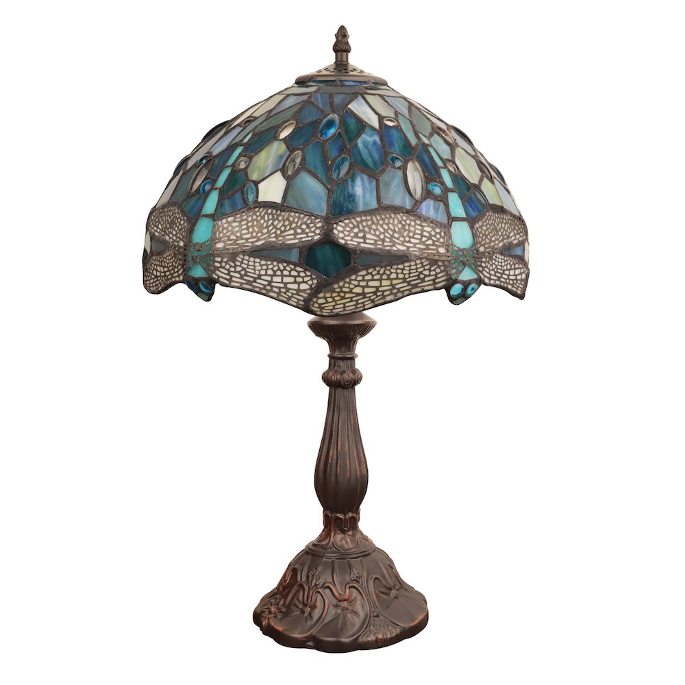 SUNNIVA Dragonfly Tiffany-Style 1-Light Table Lamp 12" Shade