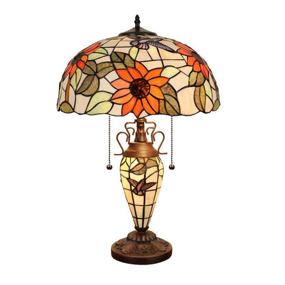 SARAI Tiffany-Style Floral Design 3-Light Double Lit Table Lamp 16" Shade