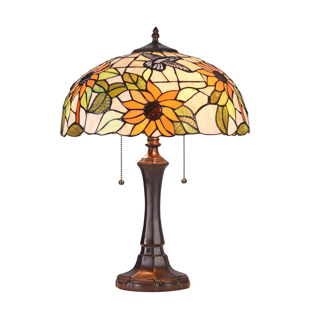 SARAI Floral 2 Light Dark Bronze Table Lamp 16" Wide