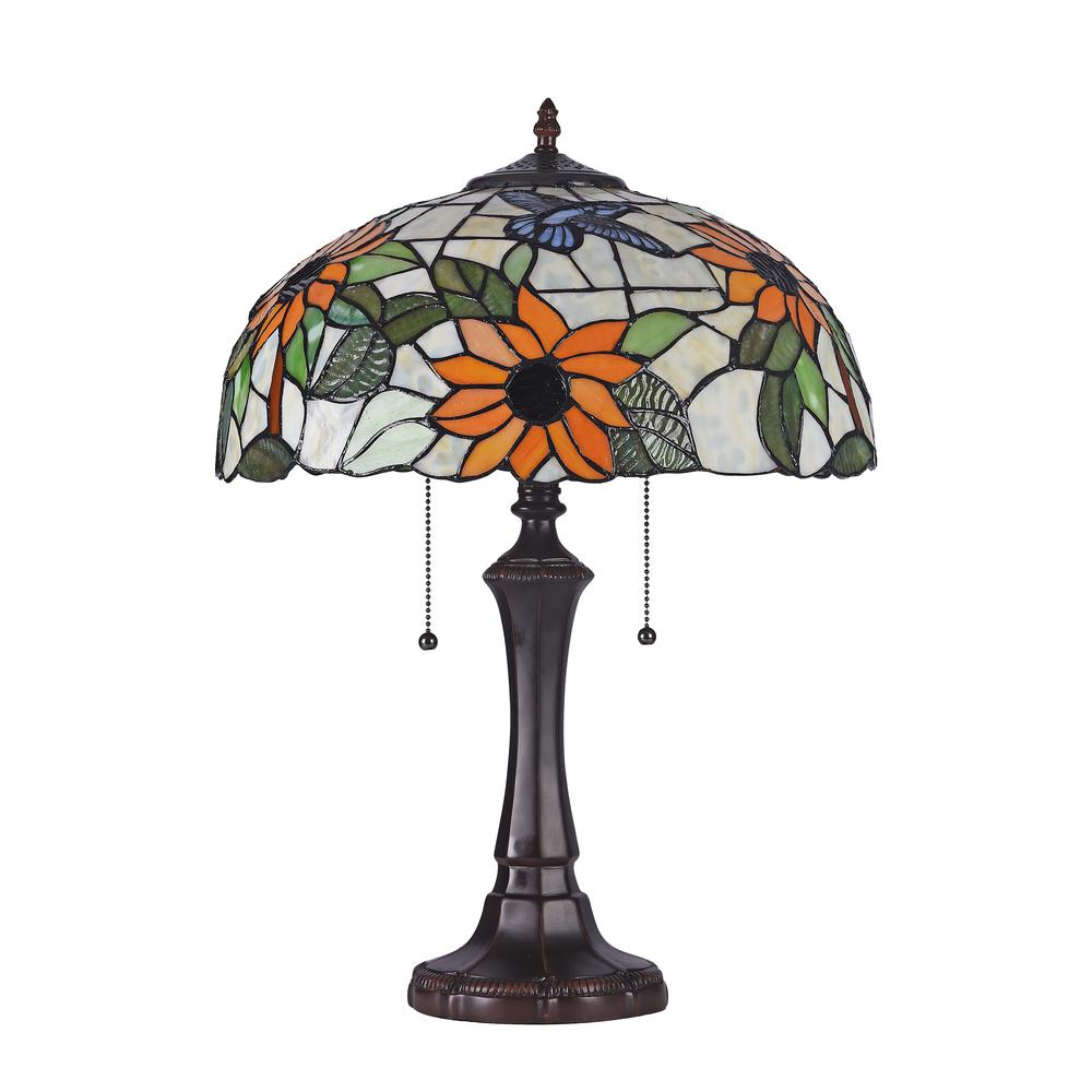 SARAI Floral 2 Light Dark Bronze Table Lamp 16" Wide