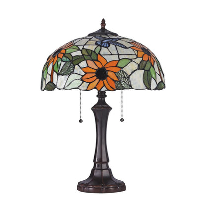 SARAI Floral 2 Light Dark Bronze Table Lamp 16" Wide