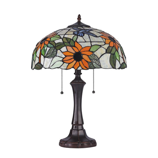 SARAI Floral 2 Light Dark Bronze Table Lamp 16" Wide