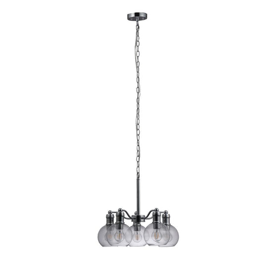 CHLOE Lighting WACIAN Transitional 5 Light Chrome Hanging Chandelier 18" Wide