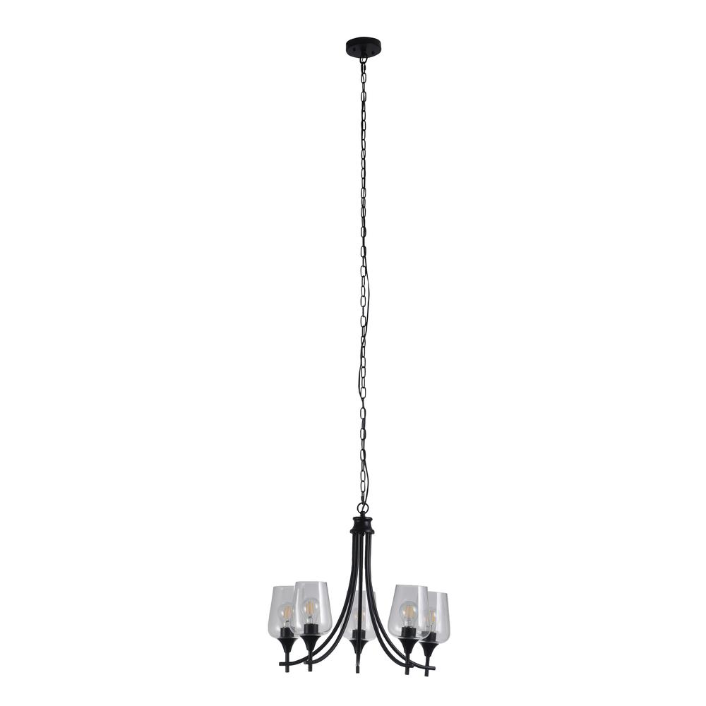 CHLOE Lighting WILLAN Transitional 5 Light Matt Black Up-Hanging Chandelier 21" Wide