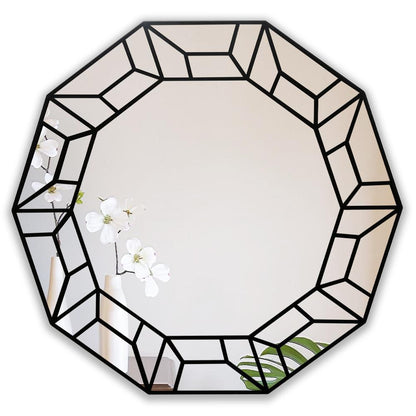 CHLOE's Reflection Contemporary Black Finish Decagon Framed Wall Mirror 31" Width