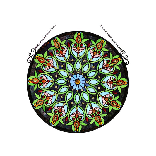 CHLOE Lighting ARABELLA Tiffany-Style Victorian Stained Glass Window Panel, 26" Width