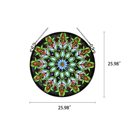 CHLOE Lighting ARABELLA Tiffany-Style Victorian Stained Glass Window Panel, 26" Width