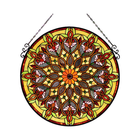 CHLOE Lighting ARABELLA Tiffany-Style Victorian Stained Glass Window Panel 26" Width