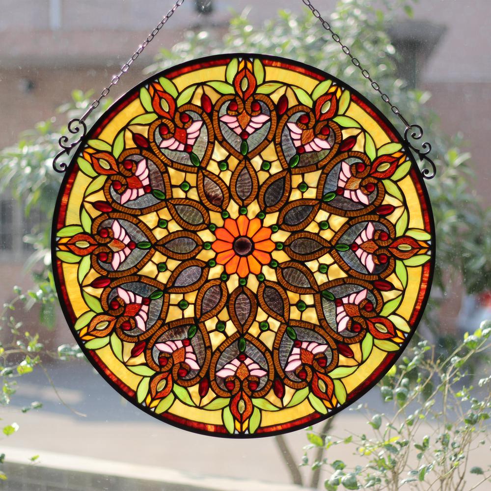 CHLOE Lighting ARABELLA Tiffany-Style Victorian Stained Glass Window Panel 26" Width