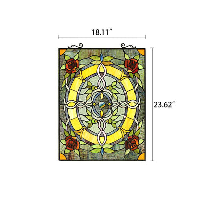 CHLOE Lighting BONICA Tiffany-Style Floral Stained Glass Window Panel 24" Height