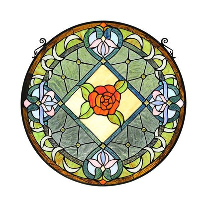 CHLOE Lighting ENCHANTED Tiffany-Style Floral Stained Glass Window Panel 25" Height