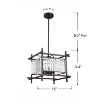 VANESSA Contemporary 4 Lights Rubbed Bronze Ceiling Pendant 15" Wide