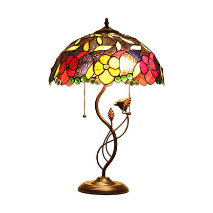 CHLOE Lighting MARIEBELLE Tiffany-Style Floral Stained Glass Table Lamp 16" Width
