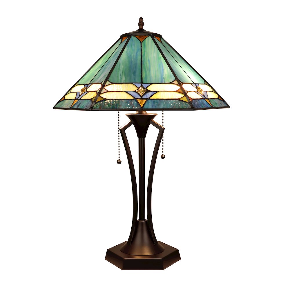 Hyland Geometric Style 2-Light Table Lamp 18" Shade