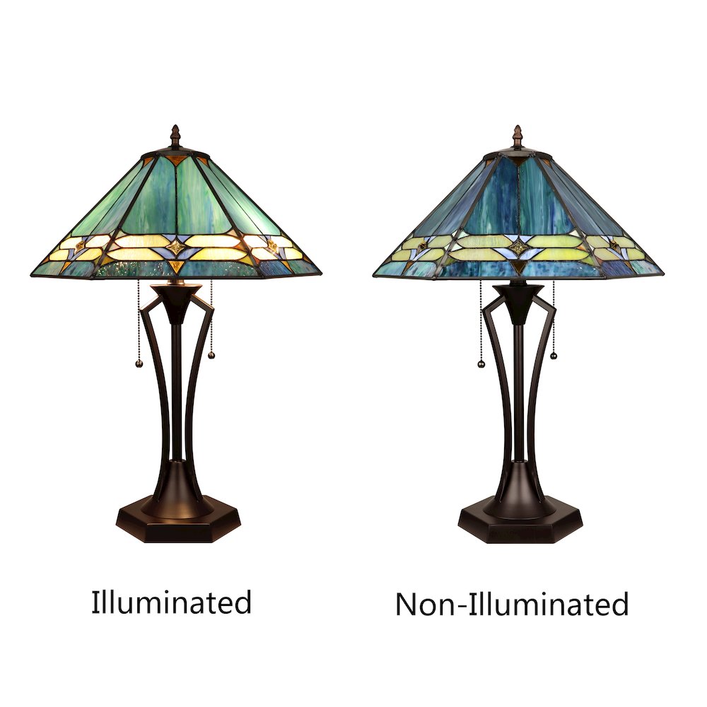 Hyland Geometric Style 2-Light Table Lamp 18" Shade